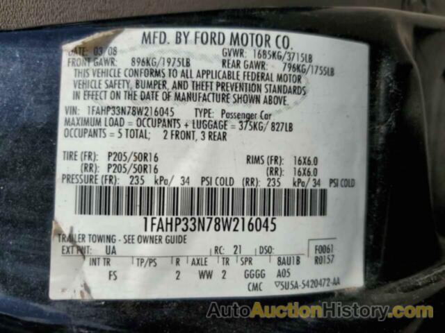 FORD FOCUS SE, 1FAHP33N78W216045