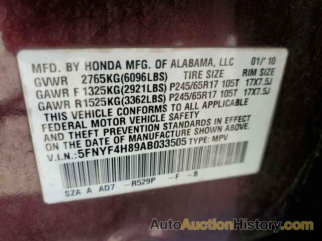 HONDA PILOT TOURING, 5FNYF4H89AB033505