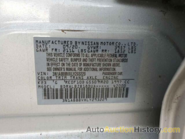 NISSAN SENTRA S, 3N1AB8BVXLY293229