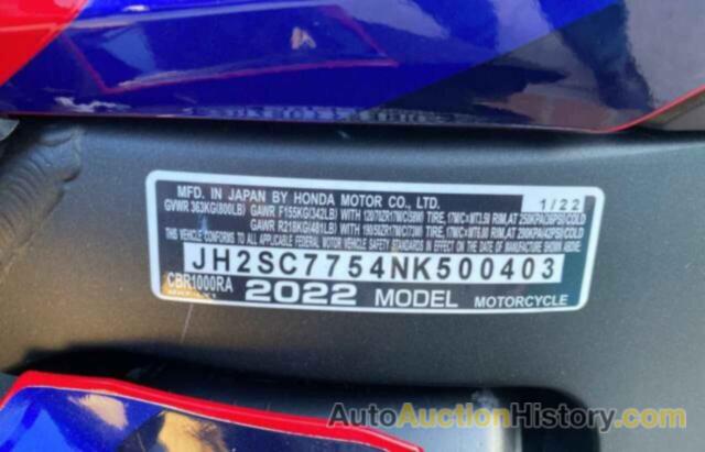 HONDA CBR CYCLE RA, JH2SC7754NK500403