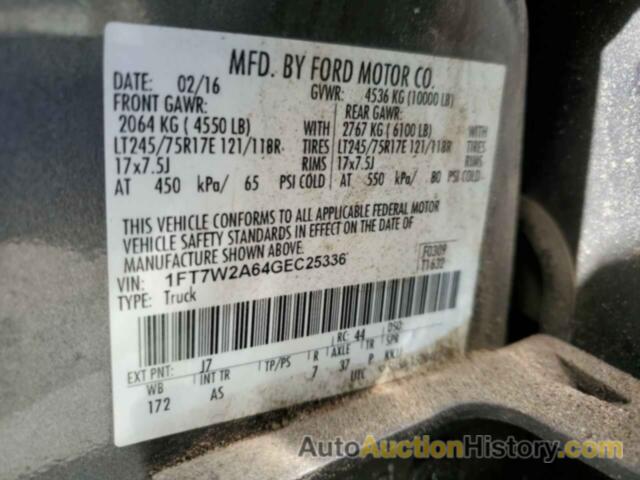 FORD F250 SUPER DUTY, 1FT7W2A64GEC25336