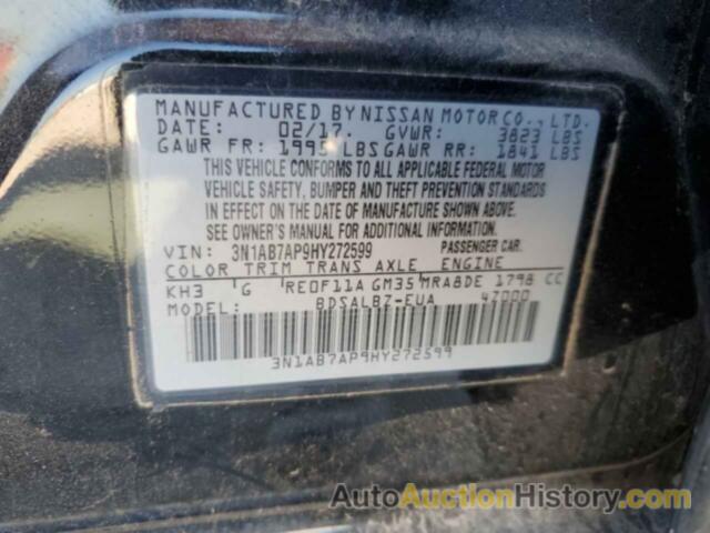 NISSAN SENTRA S, 3N1AB7AP9HY272599