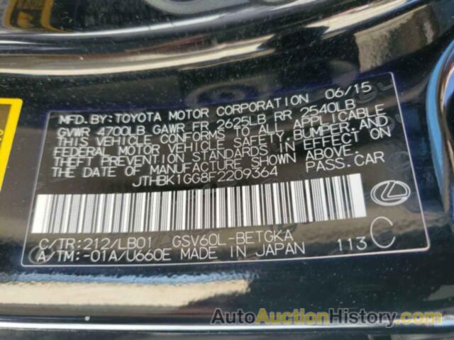 LEXUS ES350 350, JTHBK1GG8F2209364