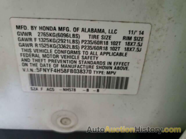 HONDA PILOT EXL, 5FNYF4H58FB038370