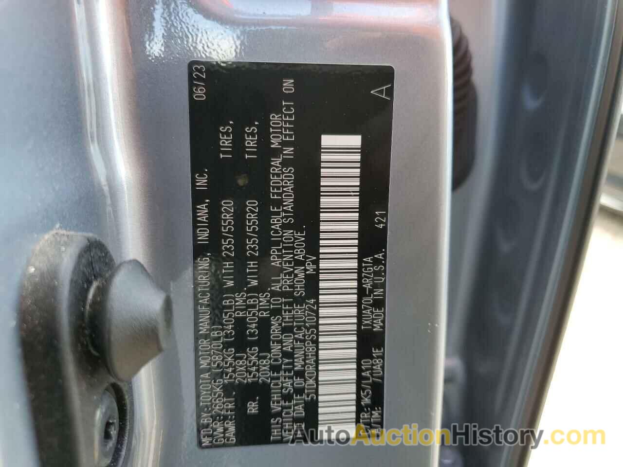 TOYOTA HIGHLANDER L, 5TDKDRAH8PS510724