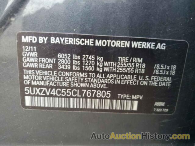 BMW X5 XDRIVE35I, 5UXZV4C55CL767805
