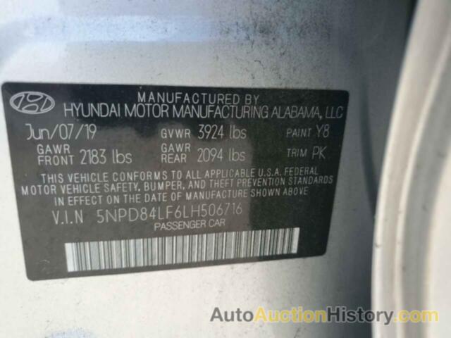 HYUNDAI ELANTRA SEL, 5NPD84LF6LH506716