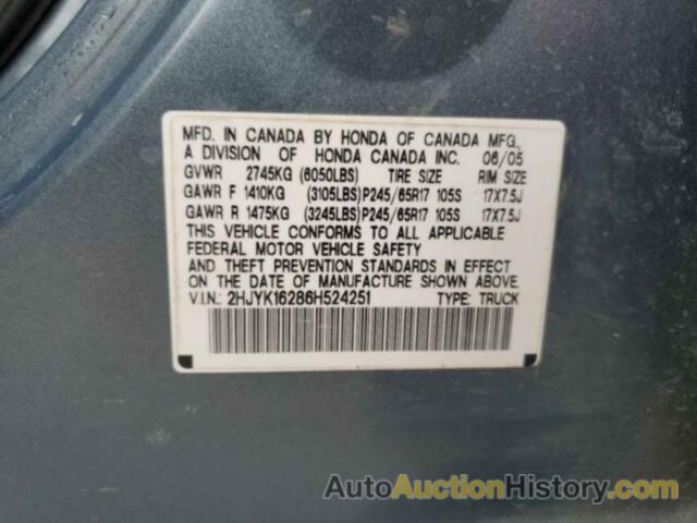 HONDA RIDGELINE RT, 2HJYK16286H524251