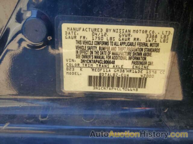 NISSAN VERSA S, 3N1CN7AP4CL906648