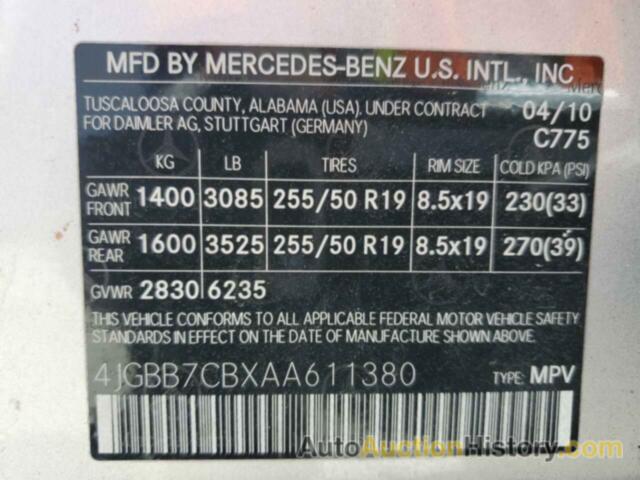 MERCEDES-BENZ M-CLASS 550 4MATIC, 4JGBB7CBXAA611380