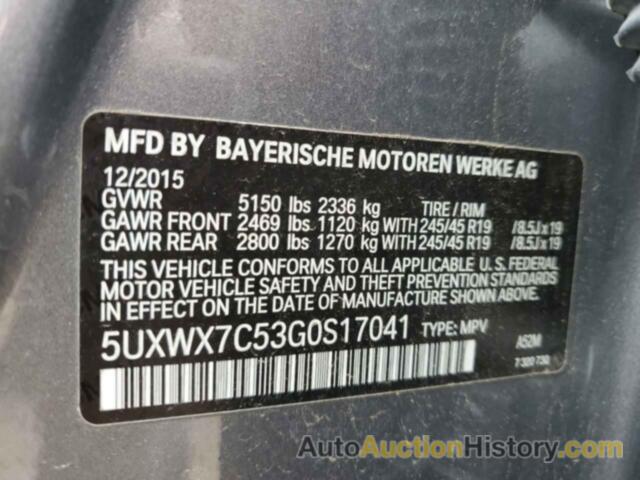 BMW X3 XDRIVE35I, 5UXWX7C53G0S17041