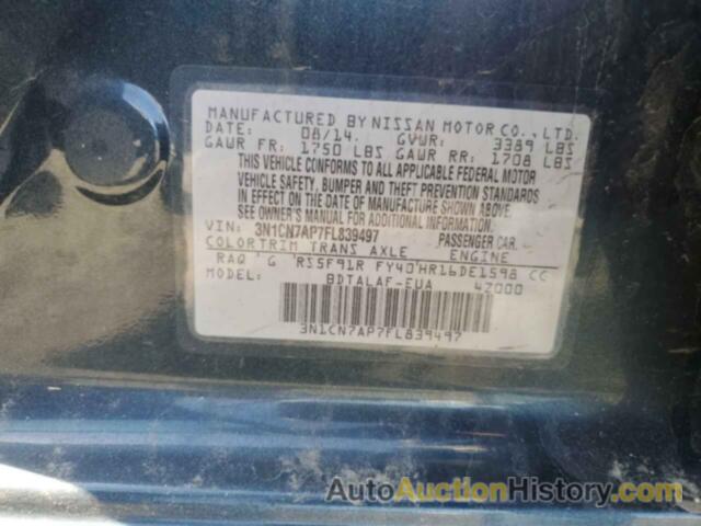 NISSAN VERSA S, 3N1CN7AP7FL839497