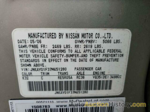 INFINITI M35 BASE, JNKAY01F37M451280