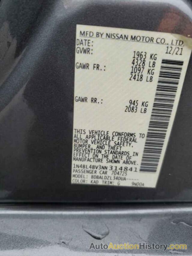 NISSAN ALTIMA S, 1N4BL4BV3NN314841