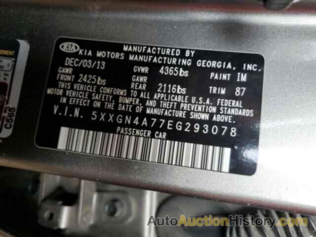 KIA OPTIMA EX, 5XXGN4A77EG293078