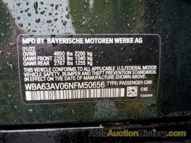 BMW 4 SERIES GRAN COUPE, WBA63AV06NFM50656