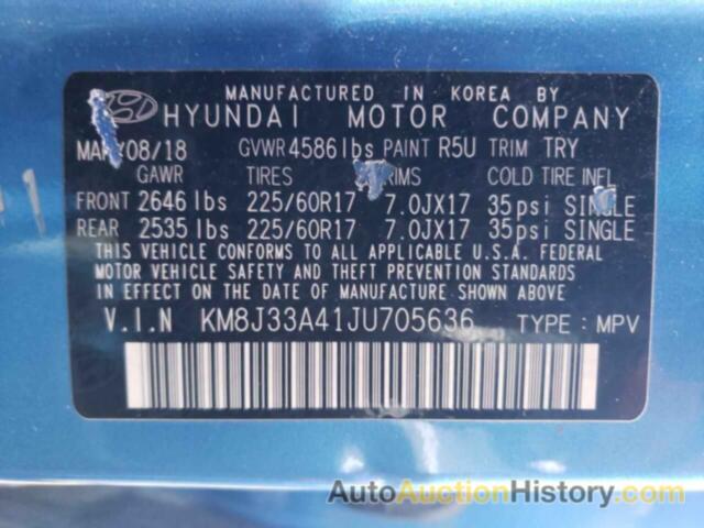 HYUNDAI TUCSON SEL, KM8J33A41JU705636