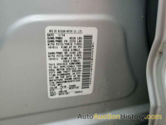 NISSAN ROGUE S, JN8AS5MV4EW701585