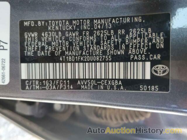 TOYOTA CAMRY HYBRID, 4T1BD1FK2DU082755