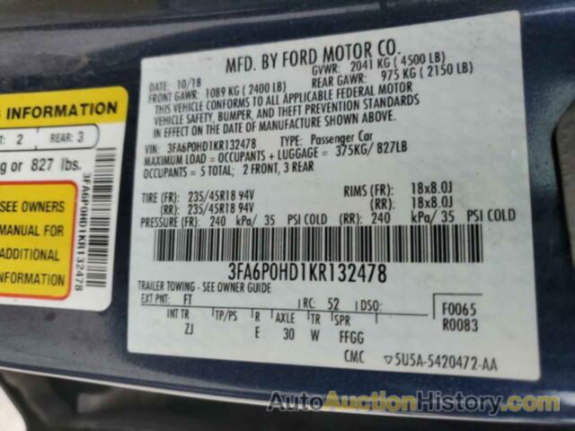 FORD FUSION SE, 3FA6P0HD1KR132478