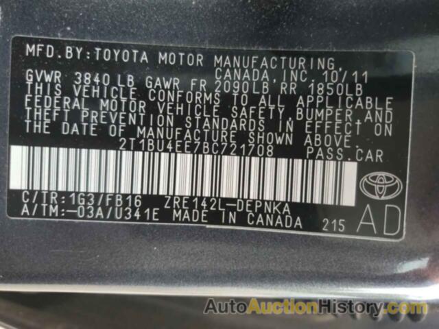 TOYOTA COROLLA BASE, 2T1BU4EE7BC721708