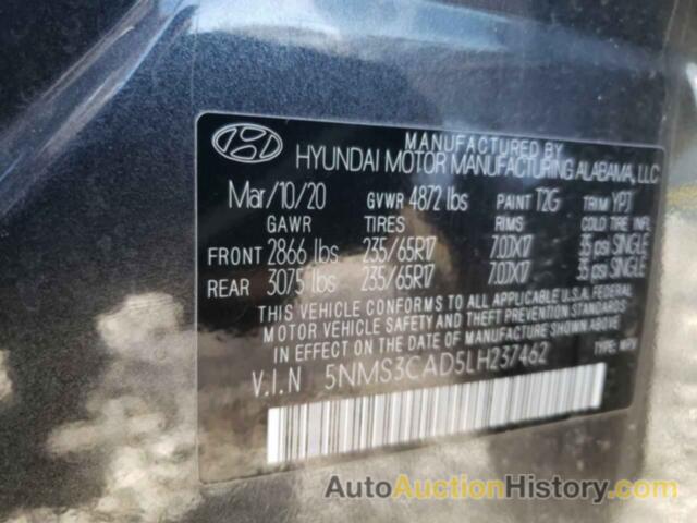 HYUNDAI SANTA FE SEL, 5NMS3CAD5LH237462