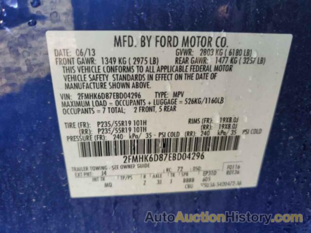 FORD FLEX LIMITED, 2FMHK6D87EBD04296