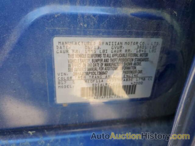 NISSAN SENTRA S, 3N1AB7AP1DL736847