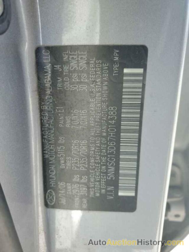 HYUNDAI SANTA FE GLS, 5NMSG13D67H014388