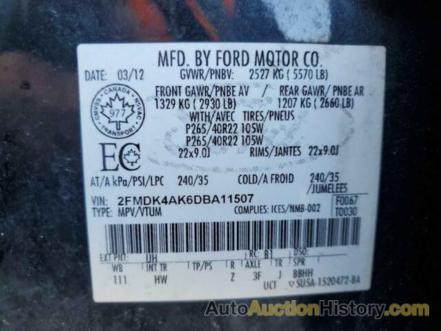 FORD EDGE SPORT, 2FMDK4AK6DBA11507