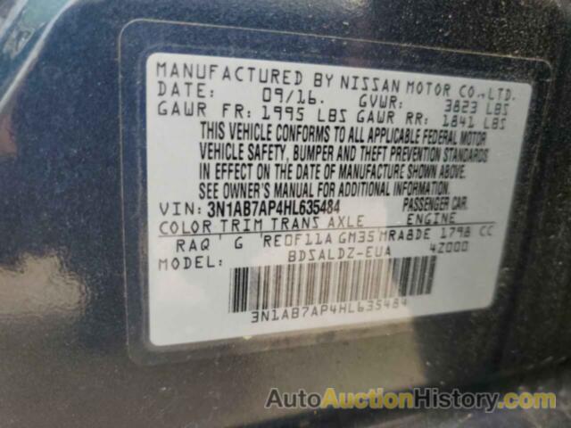 NISSAN SENTRA S, 3N1AB7AP4HL635484