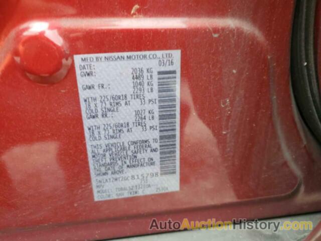 NISSAN ROGUE S, 5N1AT2MT2GC815798