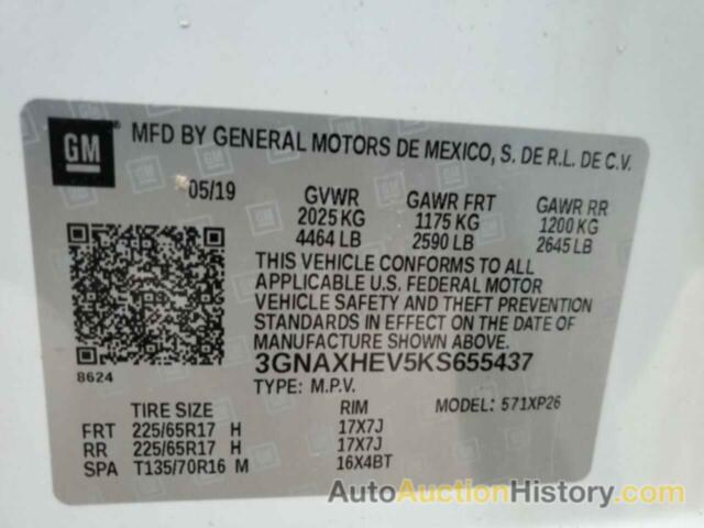 CHEVROLET EQUINOX LS, 3GNAXHEV5KS655437