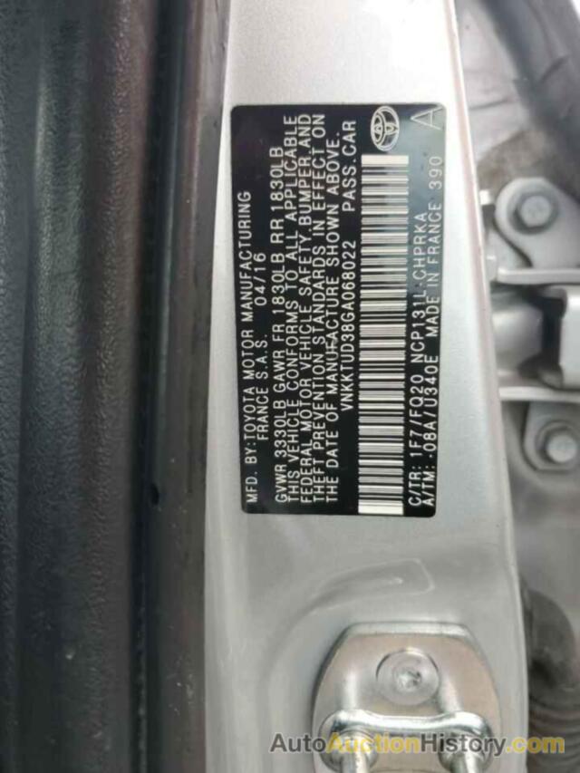 TOYOTA YARIS L, VNKKTUD38GA068022