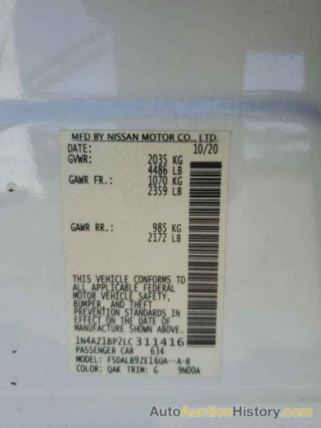 NISSAN LEAF S, 1N4AZ1BP2LC311416