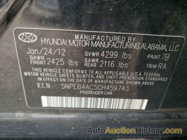 HYUNDAI SONATA GLS, 5NPEB4AC5CH459743