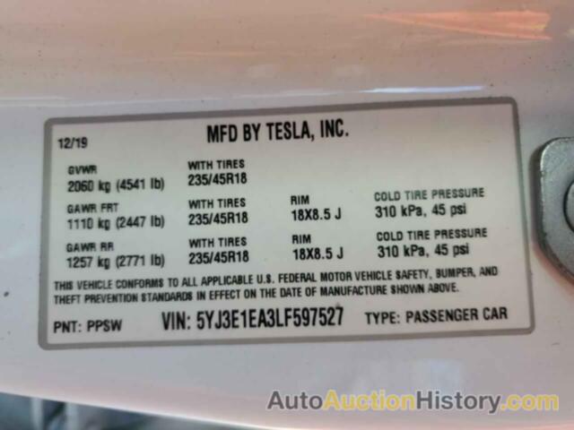 TESLA MODEL 3, 5YJ3E1EA3LF597527