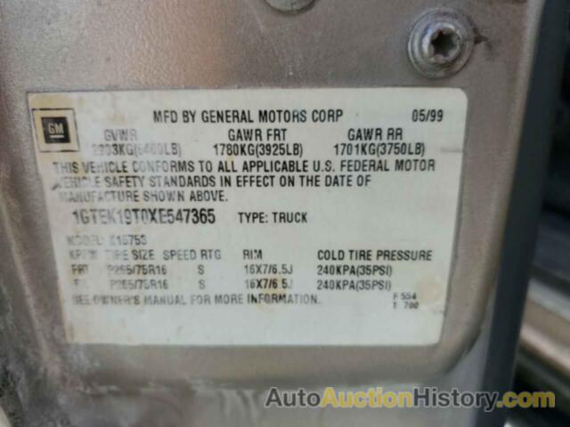 GMC SIERRA K1500, 1GTEK19T0XE547365