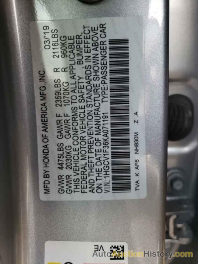 HONDA ACCORD SPORT, 1HGCV1F36KA071191