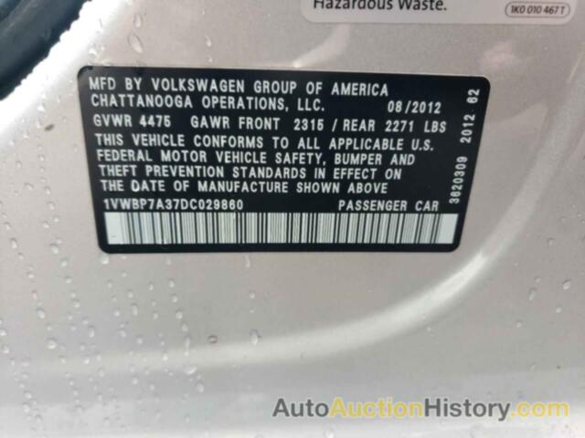 VOLKSWAGEN PASSAT SE, 1VWBP7A37DC029860