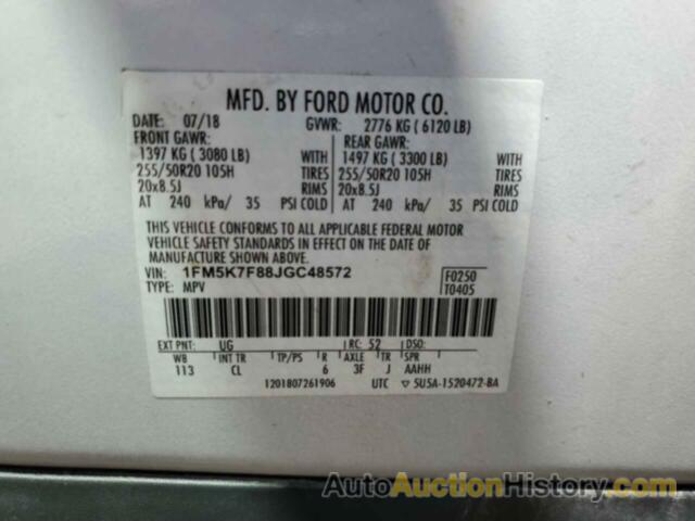 FORD EXPLORER LIMITED, 1FM5K7F88JGC48572