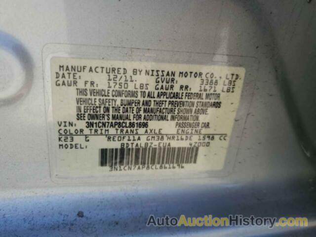 NISSAN VERSA S, 3N1CN7AP8CL861696