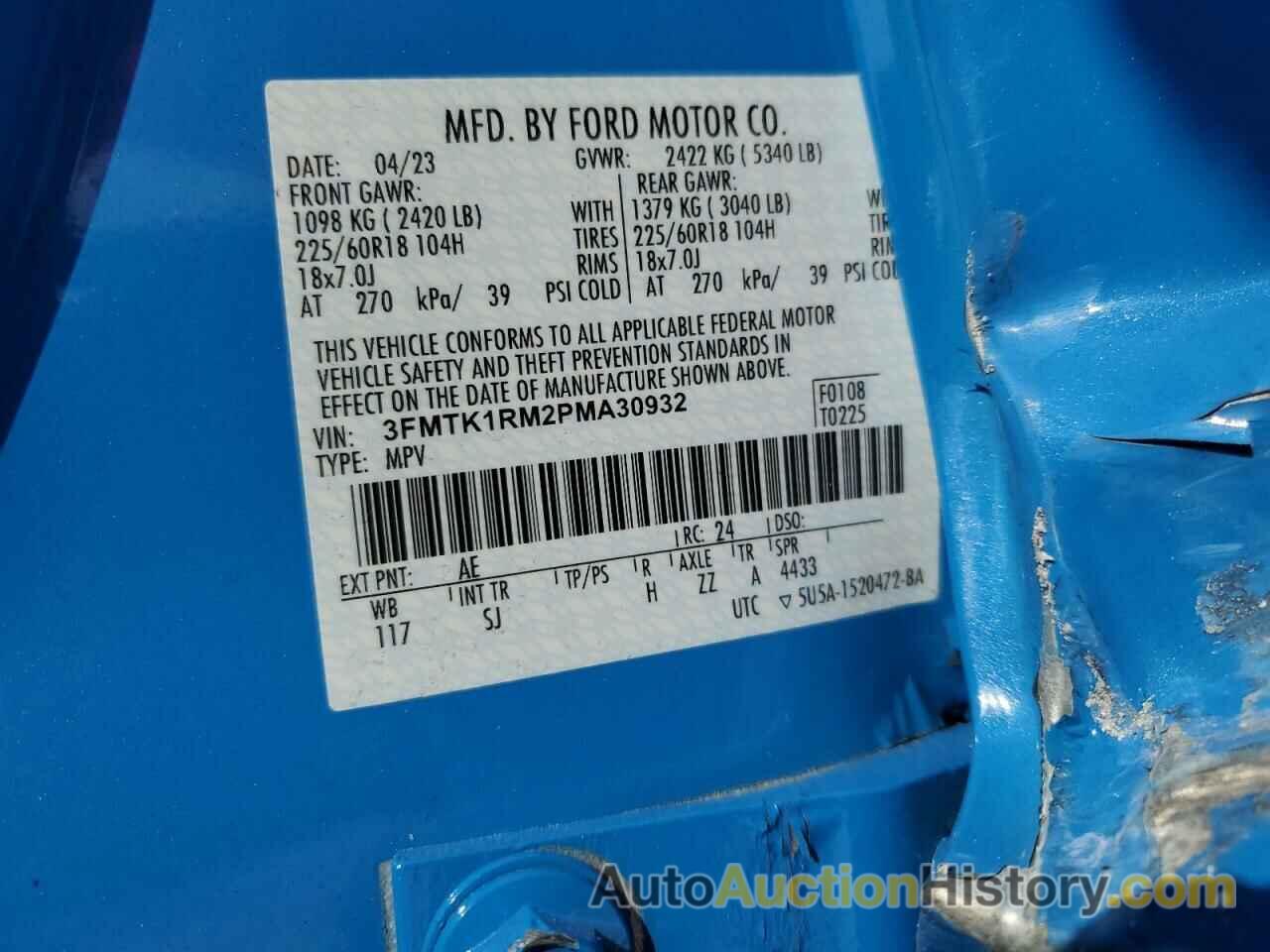 FORD MUSTANG SELECT, 3FMTK1RM2PMA30932