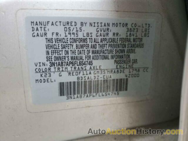 NISSAN SENTRA S, 3N1AB7AP6FL654745