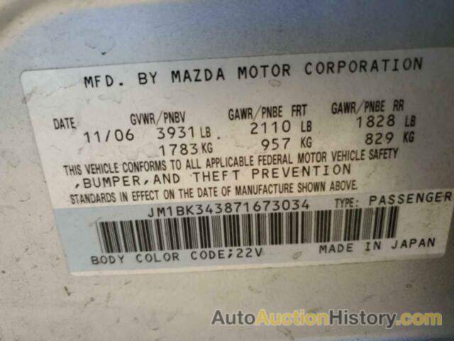 MAZDA MAZDA3 HATCHBACK, JM1BK343871673034