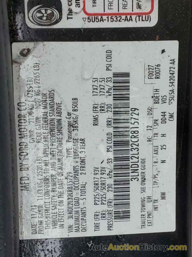 LINCOLN MKZ HYBRID, 3LNDL2L32CR815729