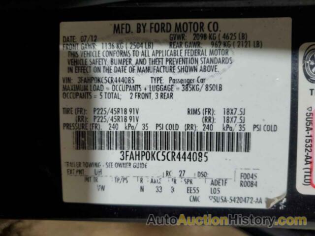 FORD FUSION SPORT, 3FAHP0KC5CR444085