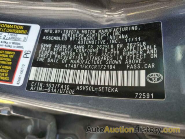 TOYOTA CAMRY BASE, 4T4BF1FKXCR172184