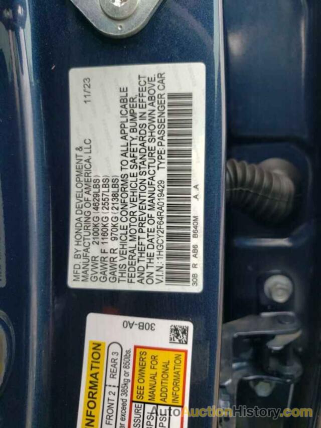 HONDA ACCORD HYBRID EXL, 1HGCY2F64RA019429