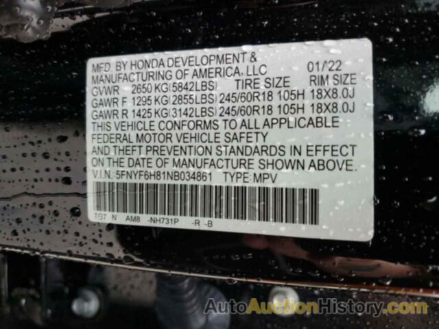 HONDA PILOT TRAILSPORT, 5FNYF6H81NB034861